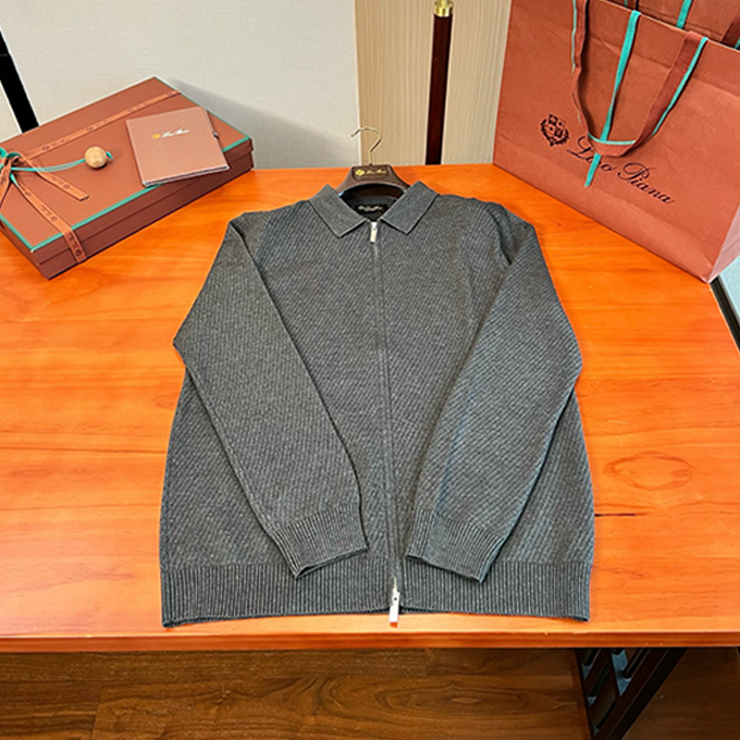 loro piana full zip polo knit cardigan